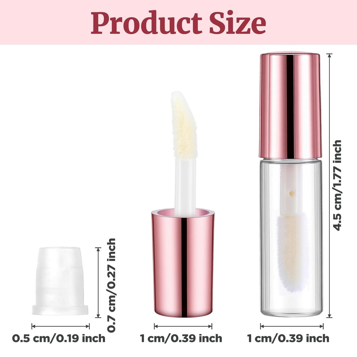 10 Pcs Empty Lip Gloss Tubes, 1.2ml Mini Refillable Lip Balm Bottles with Rubber Insert and Brush Clear Plastic Lip Balm Gloss Containers for Samples Lips Balms Travel Split and DIY Makeup