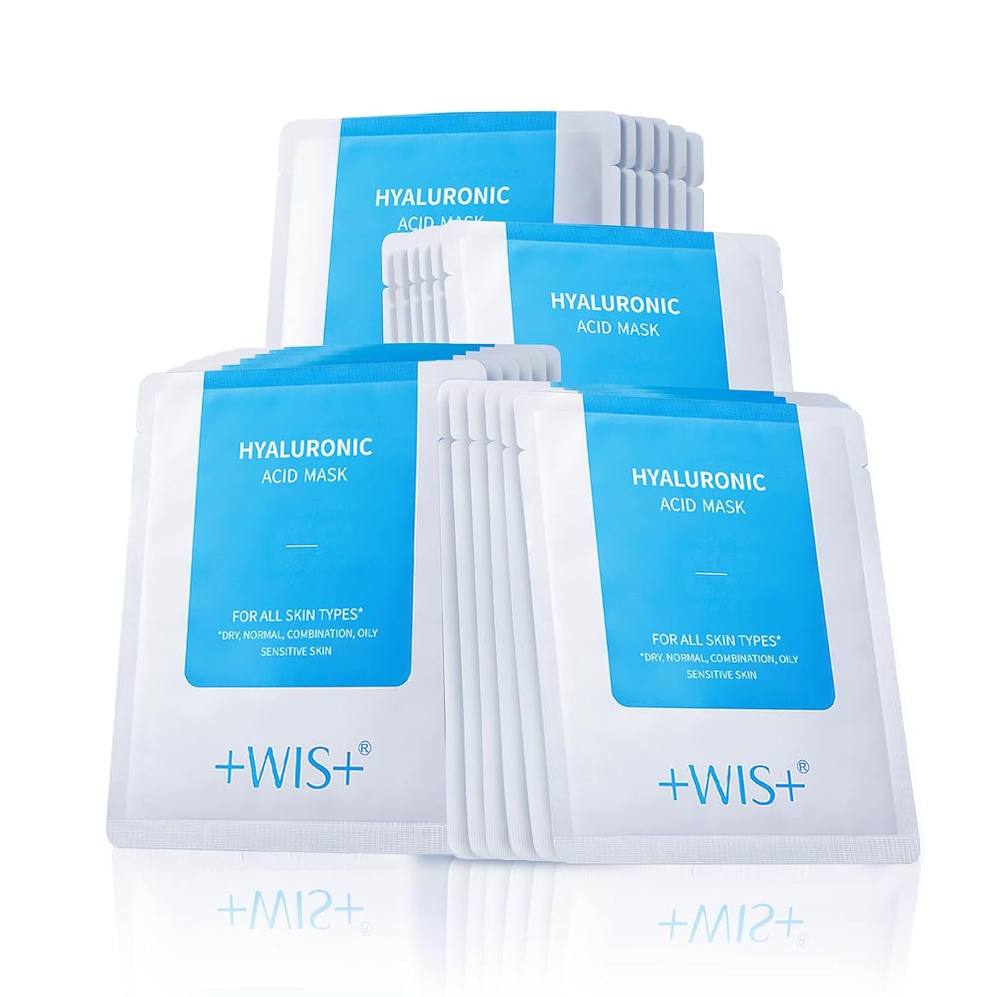 +WIS+ Hyaluronic Acid Sheet Mask 5 EA with Hyaluronic Acid Serum and Vitamin B5, Hydrating Facial Mask for Dry Skin, Anti-Aging Mask to Plump and Repair Dehydrated Skin, Safe on Sensitive Skin