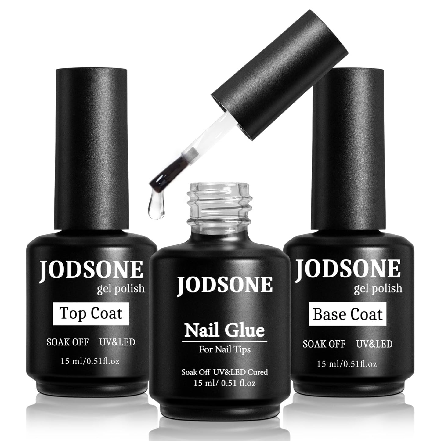 JODSONE 15ml Nail Glue Gel for Nail Tips Long Lasting Extension Glue for Clear Nail Tips Base Coat Top Coat All Need Lamp Cured