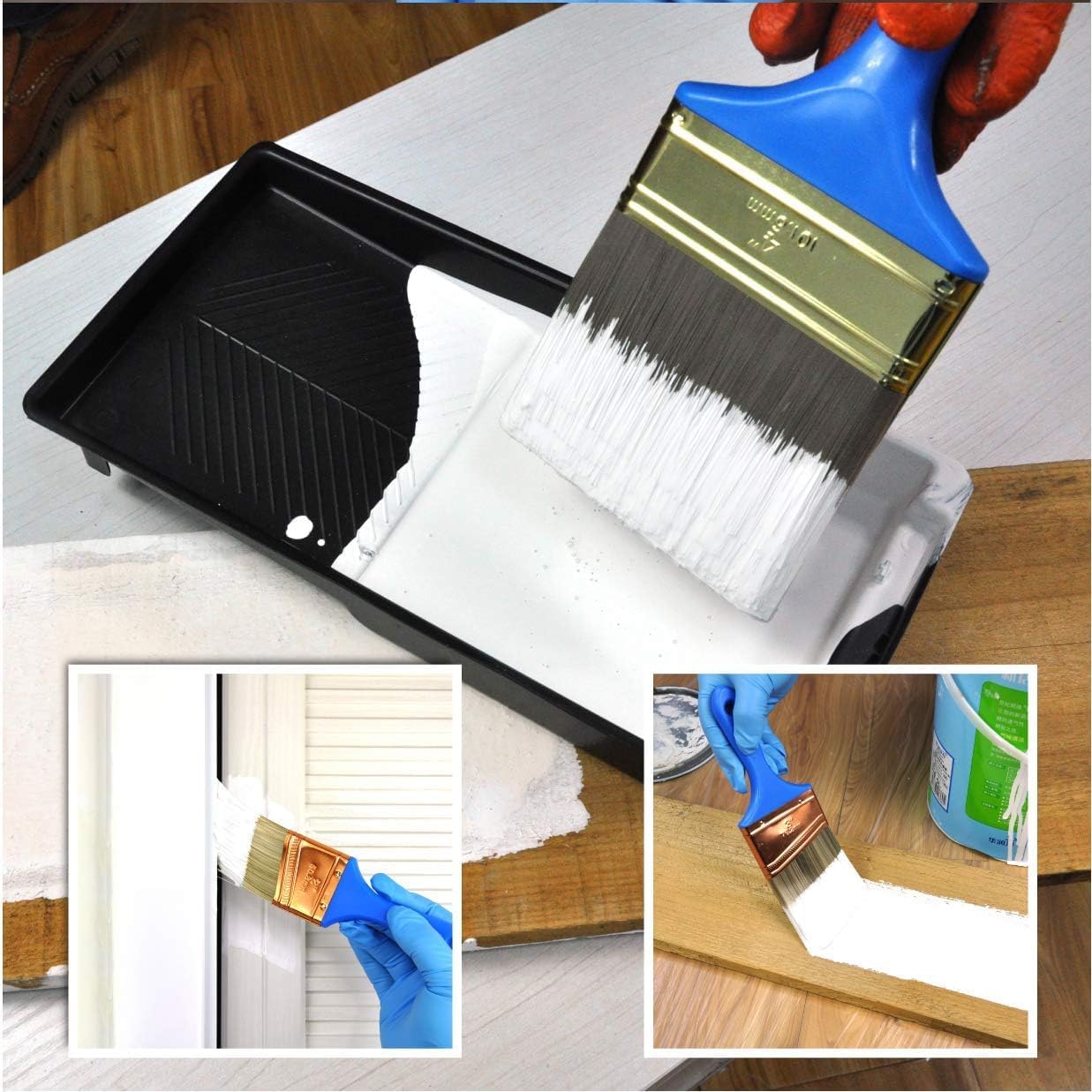 10 Pack Professional Paint Brushes (4" 3" 2" 2.5" 1.5" 1" Flat & Angle) Painters Paint Brush Set, Paint Brushes for Walls, Painting Brushes Bulk, House Painting Tool Set Kit