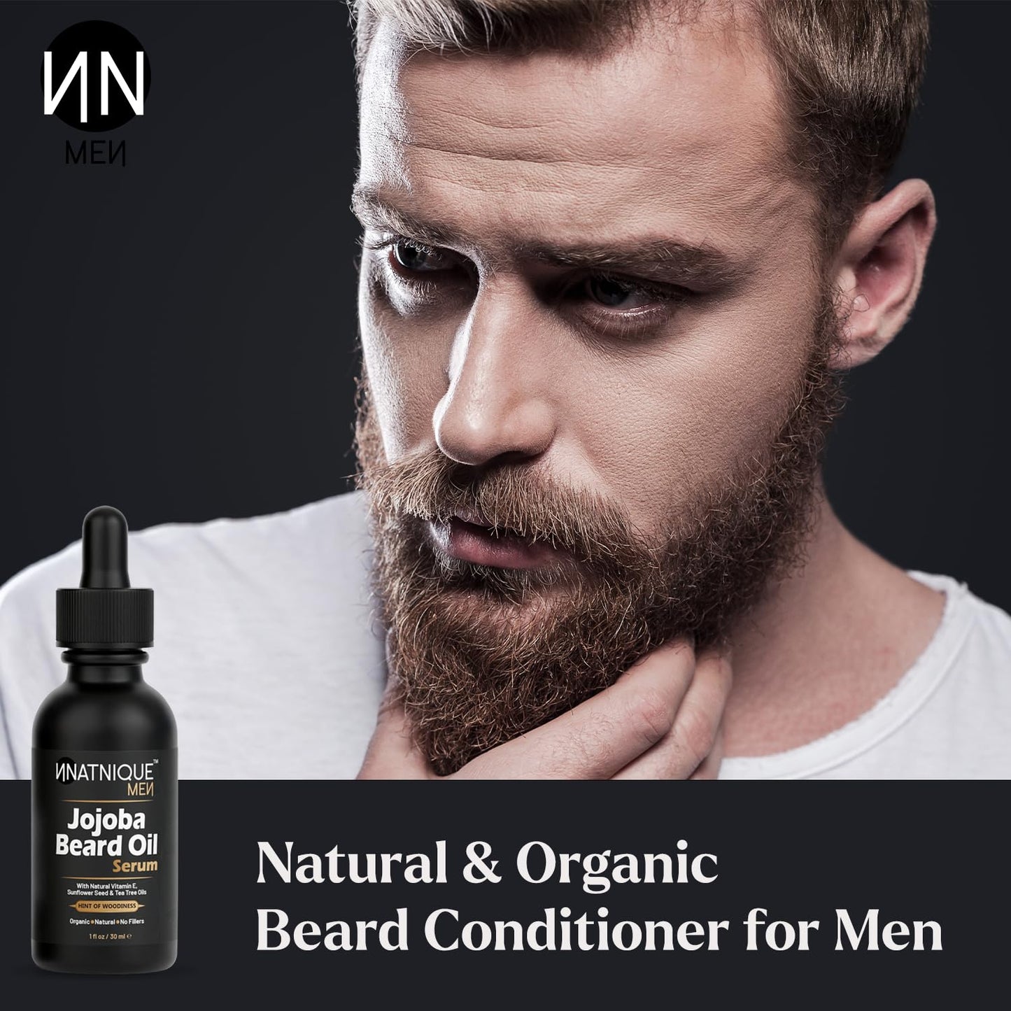 Jojoba Beard Oil Serum 1oz – Organic Beard Conditioner with Vitamin E, Sunflower Seed & Tea Tree Oils – Softens, Moisturizes, and Helps with Beard Itch & Dryness