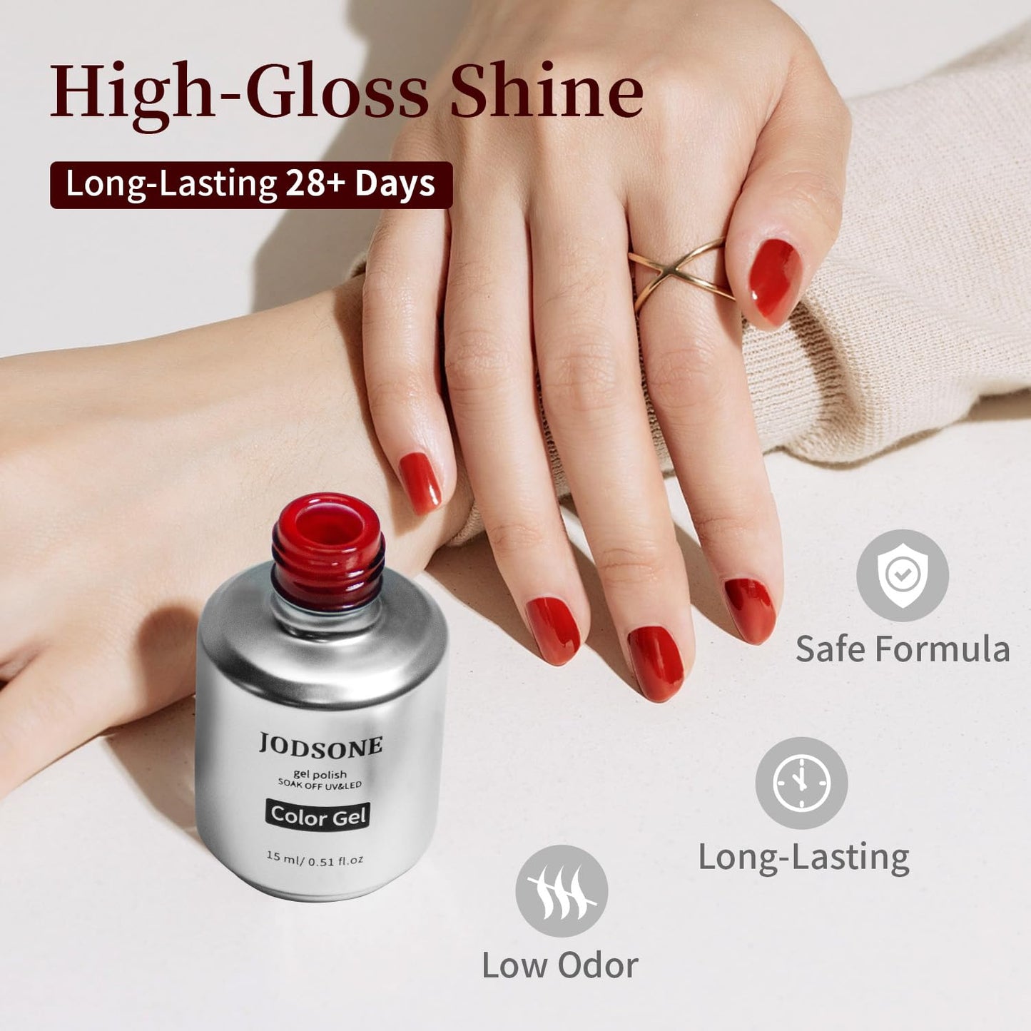JODSONE Red Gel Nail Polish 1Pcs 15ml Soak Off U V LED Gel Polish Nail Art Design Manicure Salon DIY At Home