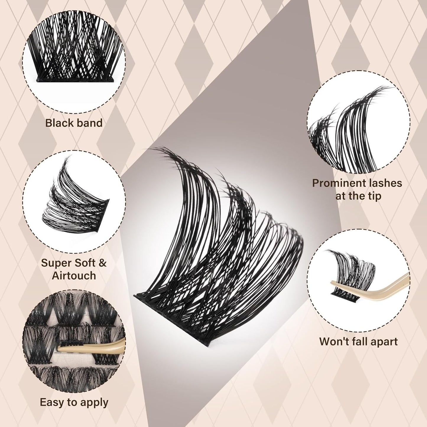 JMS&JMS Lash Clusters Kit Lash Extension Kit with Lash Bond and Seal Eyelash Applictor Lash Remover Eyelash Brush Lash Extension Kit for Beginner (MISS BELLA-8-18mix)